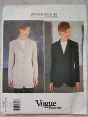 Vogue ANNE KLEIN Womens Sewing Pattern, #1820, Size 6 8 10, Blazer Jacket