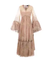 Etro Floral Printed Ruffled Dress IT40,IT42 Peach Rose / Multi