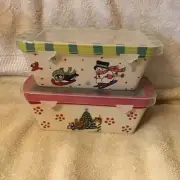 2 New Temptations Winter Whimsy Snowman Penguin Mini Loaf Pans 12oz Christmas
