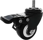 4 Pack 2" Heavy Duty Standing Desk Wheels Polyurethane PU Swivel Ball Casters with 360 Degree Top Plate 220lb Total Capacity for Set of 4 (with Brakes) M8 by15mm Black