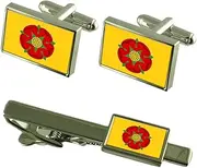 [Select Gifts] Lancashire County England Flag Cufflinks Tie Clip Box Gift Set