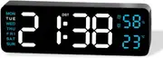 Digital Alarm Clock for Bedroom with Large LED Display for Temperature & Humidity, Dual Alarm for Heavy Sleepers, Adjustable Brightness, USB Powered