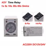 Adjustable Delay Time Relay AC220V DC12V/24V DPDT 8/14-Pin Time Relay 1s-5mins