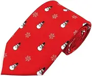 [Jacob Alexander] Boys' Prep Red Frosty The Snowman Snowflakes Regular Length Neck Tie
