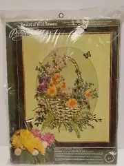 Paragon Needlecraft Crewel Embroidery Kit 0627 Basket Of Wildflowers NEW SEALED