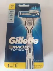 Mens Gillette Mach3 Turbo Razor & Cartridges 2 Pack Blades - NEW SEALED