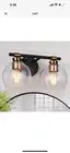 Zevni Vanity Light 8"X14" 2-Light Black Rustic Vintage Brass Globe Seeded Glas