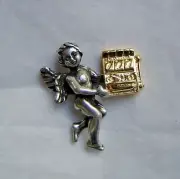 Slot Machine Angel pin, two tone, gold plated slot machine, made in the USA