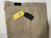 Greg Norman Golf Pants Beige Micro Fiber Pleated Pants W34xL30 Style G7BAP412