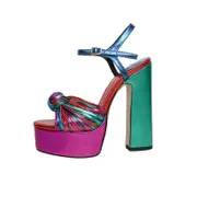 Nevenka Womens Open Toe Sandals Ankle Strap Platform Chunky High Heels-Colorful