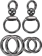 uxcell 2 Pcs Metal Swivel Clasps Key Chain O Ring Keyrings Round Spring Snap Keychain Hook Clip for Chains Extender Handicrafts Keys Lanyards Jewelry Findings, Gun Black
