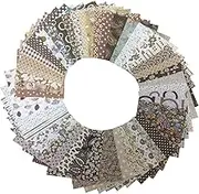longshine-us 50pcs 4" x 4" Premium Cotton Craft Fabric Bundle Squares Patchwork Lint DIY Sewing Scrapbooking Quilting Dot Pattern Artcraft, Cotton, Brown, 50pcs 4"x4" Printed Fabric