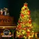 摩達客耶誕-7尺/7呎(210cm)特仕幸福型裝飾綠色聖誕樹 綺紅金雪系配件+100燈LED燈暖白光*2(附控制器)