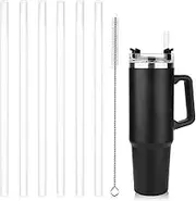 6Pcs Clear Silicone Straw, 30/40oz Reusable Drinking Straws Silicone for Stanley Cup, Food Grade, Free of Bisphenol A for Various Drinkware, Dishwasher, Home and Travel Use