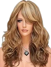 Bestland Blonde Auburn Mix Long Natural Wavy Women Synthetic Wig with Free Wig Cap and Wig Comb