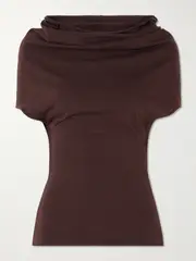 [Rick Owens] Rick Owens - Draped Cotton-jersey T-shirt - Brown - IT40 IT 40 Brown