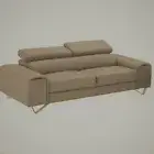 LOVISA GENUINE LEATHER 3-SEATER SOFA COUCH SETTEE SAND