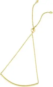 [JewelryWeb] 14k Yellow Gold 5 0.8mm Curve Bar 0.8mm Wheat Chain Bracelet Adjustable Ball Clasp 23 Centimeters Link-Bracelet for Women and Men