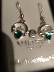 Green Claddagh Earrings
