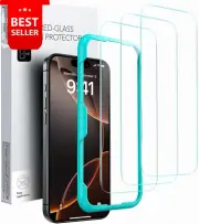 3 Pack iPhone 16 Pro Max Screen Protector Tempered Glass 9H HD Clear