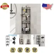 4-Tier Corner Shower Caddy - Adjustable, No-Drill Bathroom Organizer in Black
