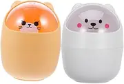 Gadpiparty 2pcs Cute Trash Can Small Trash Can Bedroom Waste Basket Cute Mini Trash Can Mini Desk Trash Can Small Waste Basket with Lid Countertop Trash Can Desk Trash Can Mini Garbage Can