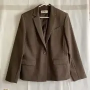 Alfani Essentials Dress Suit Jacket Brown Polyester/Wool No Size Tag 8*