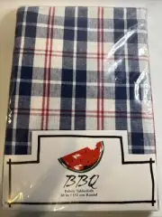 Round 60” Tablecloth NIP Red White Blue
