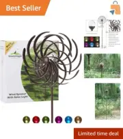 Bronze Outdoor Solar Wind Spinner - Adjustable 6.3 ft Wind Sculpture for Gardens