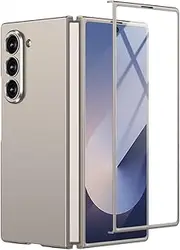 [T Tersely] Case with Built-in Screen Protector for Samsung Galaxy Z Fold 6 5G (2024), Ultra-Thin Slim Cover Hard PC Shockproof Protective Case - Titanium