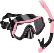 Snorkel Mask, anti Leak Dry Snorkel Mask Set Anti-Fog Tempered Glass Scuba Mask,