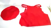 Kids Chef Apron Set w/ Chefs Hat RED New
