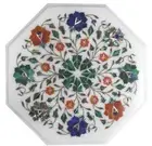 Marble Side Coffee Table Top for Living Room Semi Precious Stone Inlay Home Deco