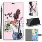 For iPhone 11 12 Pro Max XR X 6 7 8 SE Beautiful Day Girl Flip Wallet Phone Case