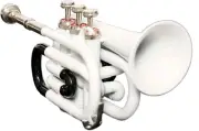 Pocket Trumpet Bb Pitch 3 Valve Brass Made with Hardcase (WHITE))))