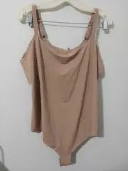 YITTY Smoothed Reality Square Neck Bodysuit in Moody B!tch Taupe 4x NWT