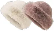 [iSpchen] Women's Winter Fluffy Bucket Hat Warm Fishing Hat Winter Warm Plush Bucket Hat Faux Fur Hat