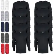 10 Pack Mens Cotton Crew Neck Long Sleeve Blank Plain Basic T-Shirt Tee Top Bulk Classic Regular Fit
