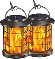 2/4 Pack Dancing Flame Solar Lantern Outdoor Lights, Gosibconp Upgraded Flickering Flame Solar Lantern Outdoor Waterproof Light, Auto on/Off Outdoor Hanging Lantern for Yard Garden Table Decor (2,#C)