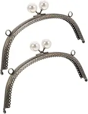 KICHOUSE Replacement Purse Clasp 2pcs Rare Pearl Clasp Frame for Handbags Bag Making Hardware