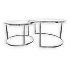 Nesting Style Coffee Table White on Silver Stainless Steel 80cm/60cm Style By In