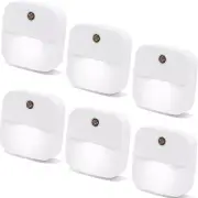 6 Pack Night Light Plug In, White LED Nightlights with Smart Dusk to Dawn Sensor