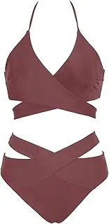 [Holipick] Two Piece Bikini Sets for Women High Waisted Bikini Push Up Swimsuit Halter Wrap Criss Cross Bathing Suit