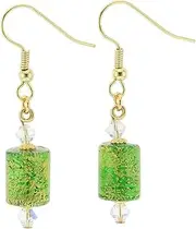 [Glass Of Venice] Murano Glass Ca D'Oro Barrel Earrings - Emerald Green