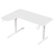 Advwin 140cm L Shaped Computer Gaming Desk with RGB LED Light White