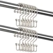 12Pcs Shower Curtain Hooks Rings Double Glide Shower Hooks Rings for Shower Curtains