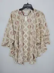 Melrose and Market Kimono Top Womens One Size Ivory Aztec Tribal Boho Festival