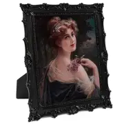 8x10 Vintage Picture Frame, Black Hand-Crafted Resin Picture Frame with Easel