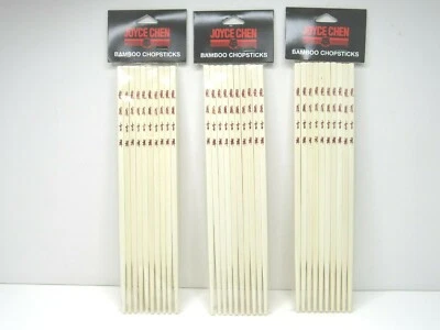 3 Joyce Chen 10 1/4" Tapered Ends Bamboo Table Chopsticks Asian Chinese Food NEW