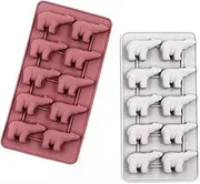ULDIGI Polar Bear Ice Cube Mold Silicone Cake Mould for DIY Ice Cream Popsicles with Lid Accessory Pink